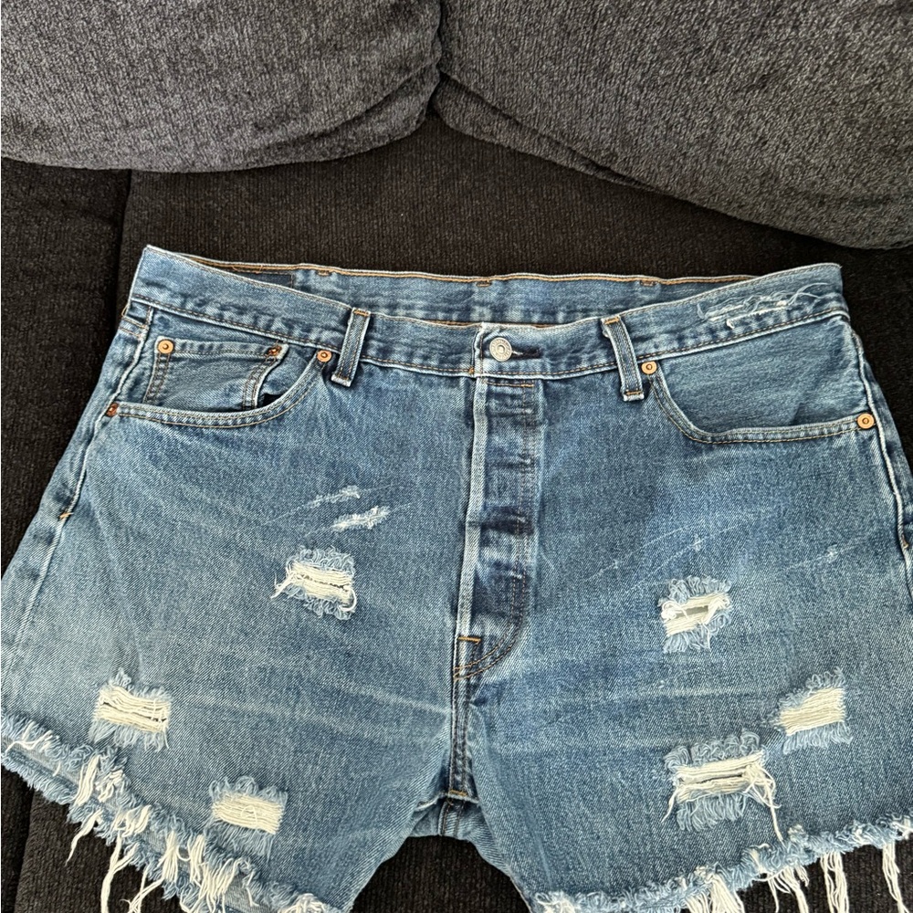 Distressed Denim Shorts